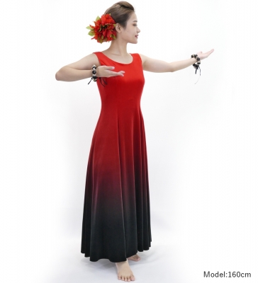 Hula Long Dress with Velvet / Luxury Collection / Red & Black / J2714rdbk