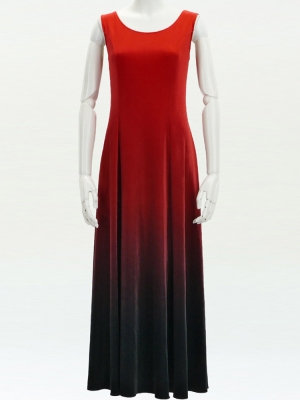 Hula Long Dress with Velvet / Luxury Collection / Red & Black / J2714rdbk