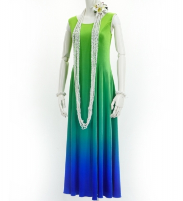 Hula Long Dress with Velvet / Luxury Collection / Yellow Green & Blue / J2714yegrbl