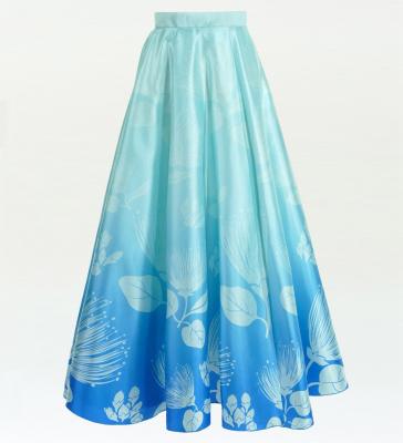 Hula Long circular skirt with Lehua/ Luxury Collection / Blue / J2716bl