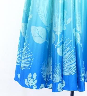Hula Long circular skirt with Lehua/ Luxury Collection / Blue / J2716bl