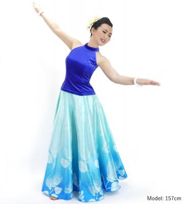 Hula Long circular skirt with Lehua/ Luxury Collection / Blue / J2716bl