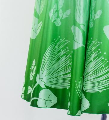 Hula Long circular skirt with Lehua/ Luxury Collection / Green / J2716gr