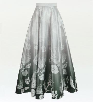 Hula Long circular skirt with Lehua/ Luxury Collection / Gray / J2716gy