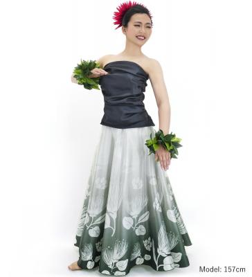 Hula Long circular skirt with Lehua/ Luxury Collection / Gray / J2716gy