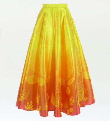 Hula Long circular skirt with Lehua/ Luxury Collection / Orange / J2716or