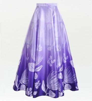 Hula Long circular skirt with Lehua/ Luxury Collection / Purple / J2716pu