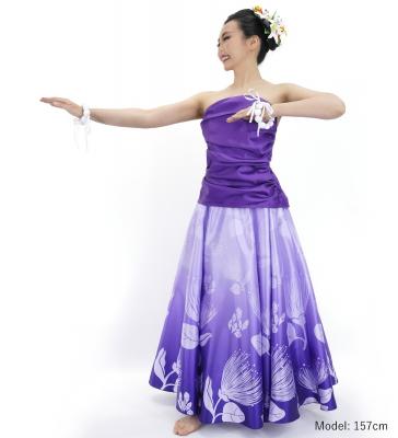Hula Long circular skirt with Lehua/ Luxury Collection / Purple / J2716pu
