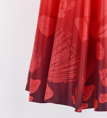 Hula Long circular skirt with Lehua/ Luxury Collection / Red / J2716rd