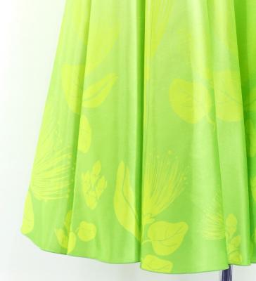 Hula Long circular skirt with Lehua/ Luxury Collection / YellowGreen / J2716yegr