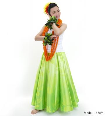 Hula Long circular skirt with Lehua/ Luxury Collection / YellowGreen / J2716yegr