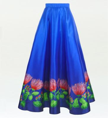 Hula Long circular skirt with Lehua/ Luxury Collection / Blue / J2717bl