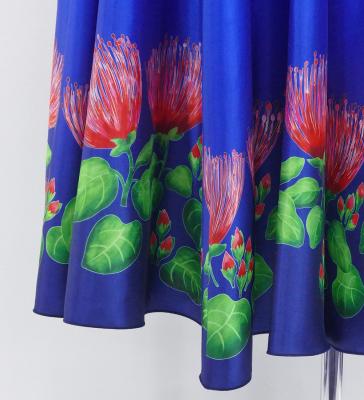 Hula Long circular skirt with Lehua/ Luxury Collection / Blue / J2717bl