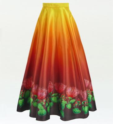 Hula Long circular skirt with Lehua/ Luxury Collection / Brown / J2717br
