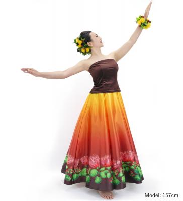 Hula Long circular skirt with Lehua/ Luxury Collection / Brown / J2717br