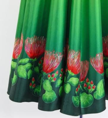 Hula Long circular skirt with Lehua/ Luxury Collection / Green / J2717gr