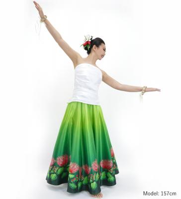 Hula Long circular skirt with Lehua/ Luxury Collection / Green / J2717gr