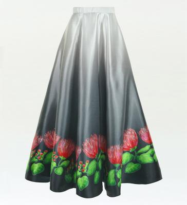 Hula Long circular skirt with Lehua/ Luxury Collection / Gray / J2717gy