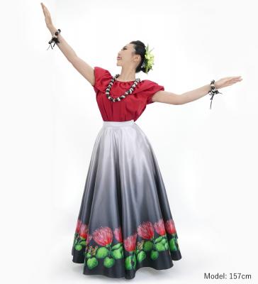 Hula Long circular skirt with Lehua/ Luxury Collection / Gray / J2717gy