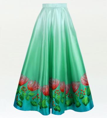 Hula Long circular skirt with Lehua/ Luxury Collection / Light blue / J2717lbl
