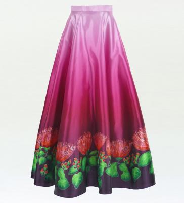 Hula Long circular skirt with Lehua/ Luxury Collection / Red purple / J2717rdpu