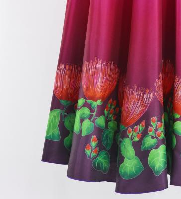 Hula Long circular skirt with Lehua/ Luxury Collection / Red purple / J2717rdpu