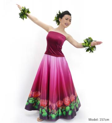 Hula Long circular skirt with Lehua/ Luxury Collection / Red purple / J2717rdpu