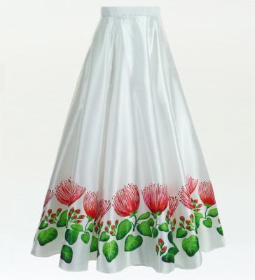 Hula Long circular skirt with Lehua/ Luxury Collection / White / J2717wh