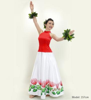 Hula Long circular skirt with Lehua/ Luxury Collection / White / J2717wh