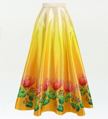 Hula Long circular skirt with Lehua/ Luxury Collection / Yellow / J2717ye
