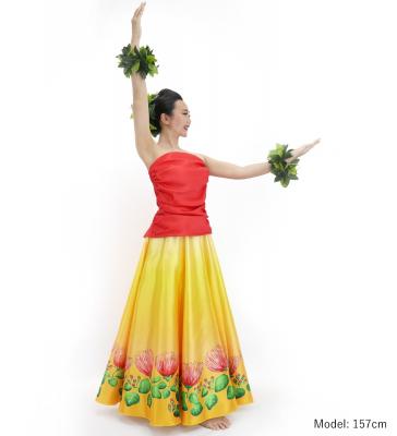 Hula Long circular skirt with Lehua/ Luxury Collection / Yellow / J2717ye