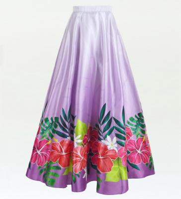 Hula Long circular skirt with Hibiscus & Tiare/ Luxury Collection / Lavender / J2718lv