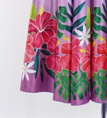 Hula Long circular skirt with Hibiscus & Tiare/ Luxury Collection / Lavender / J2718lv