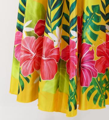 Hula Long circular skirt with Hibiscus & Tiare/ Luxury Collection / Yellow / J2718ye