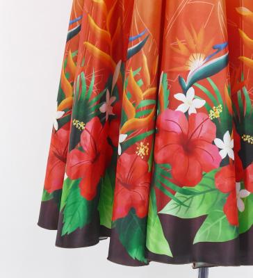 Hula Long circular skirt with Hibiscus &  Strelitzia/ Luxury Collection / Brown / J2719br