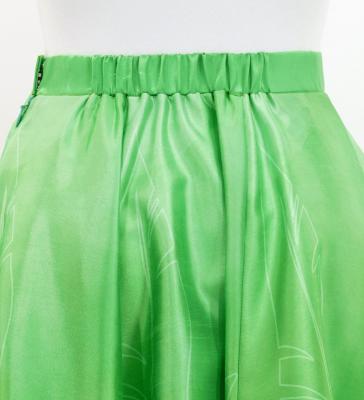 Hula Long circular skirt with Hibiscus &  Strelitzia/ Luxury Collection / Green / J2719gr