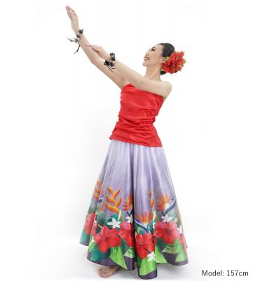 Hula Long circular skirt with Hibiscus &  Strelitzia/ Luxury Collection / Gray / J2719gy