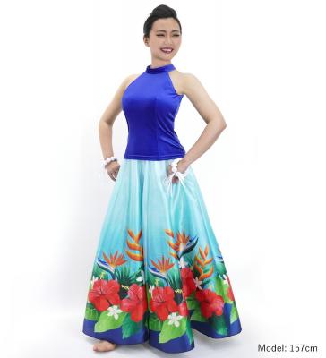 Hula Long circular skirt with Hibiscus &  Strelitzia/ Luxury Collection / Light Blue / J2719lbl