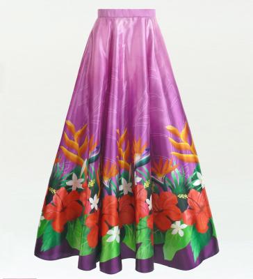 Hula Long circular skirt with Hibiscus &  Strelitzia/ Luxury Collection / Purple / J2719pu