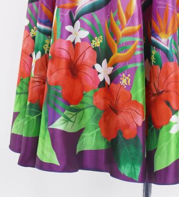 Hula Long circular skirt with Hibiscus &  Strelitzia/ Luxury Collection / Purple / J2719pu