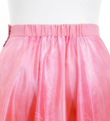 Hula Long circular skirt with Hibiscus &  Strelitzia/ Luxury Collection / Red / J2719rd