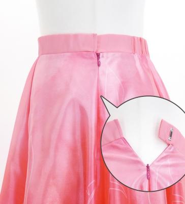 Hula Long circular skirt with Hibiscus &  Strelitzia/ Luxury Collection / Red / J2719rd