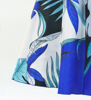 Hula One Shoulder Dress with Modern Leaf/ Luxury Collection / Blue / J2754bl