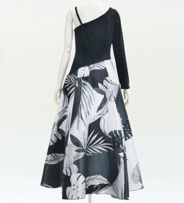 Hula One Shoulder Dress with Modern Leaf/ Luxury Collection / Gray / J2754gy