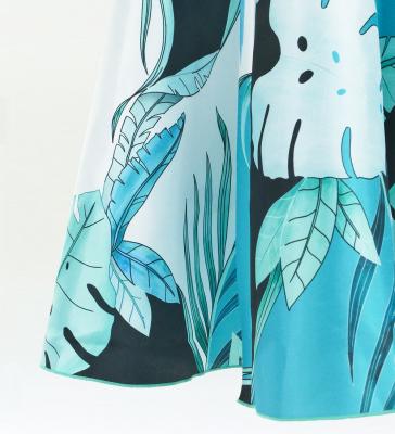 Hula One Shoulder Dress with Modern Leaf/ Luxury Collection / Light Blue / J2754lbl