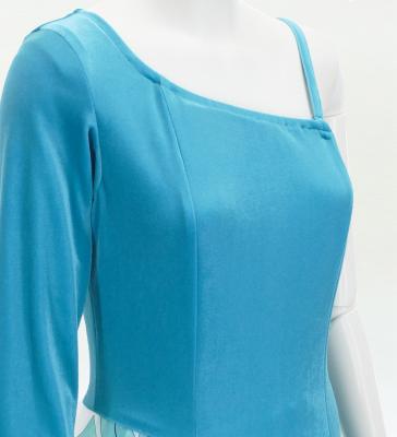 Hula One Shoulder Dress with Modern Leaf/ Luxury Collection / Light Blue / J2754lbl