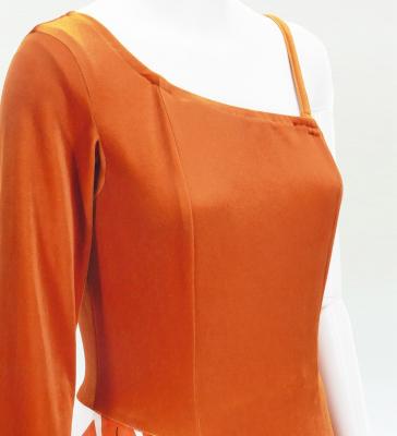 Hula One Shoulder Dress with Modern Leaf/ Luxury Collection / Orange / J2754or
