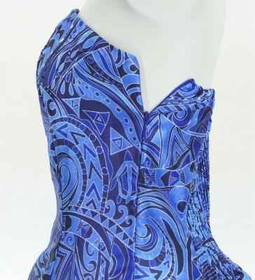 Hula Midi Dress with Kahiko&Moana Print / Luxury Collection / Blue / J2755bl