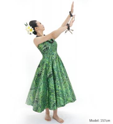 Hula Midi Dress with Kahiko&Moana Print / Luxury Collection / Green / J2755gr
