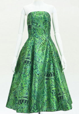 Hula Midi Dress with Kahiko&Moana Print / Luxury Collection / Green / J2755gr
